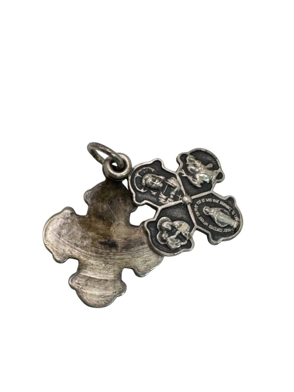 Creed 4 Way Sliding Cross Pendant Sterling Silver Catholic Cross 1" Charm Medal